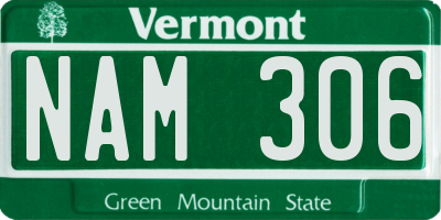 VT license plate NAM306