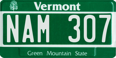 VT license plate NAM307