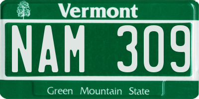 VT license plate NAM309