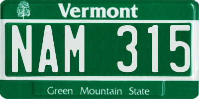 VT license plate NAM315