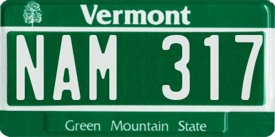 VT license plate NAM317