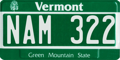 VT license plate NAM322