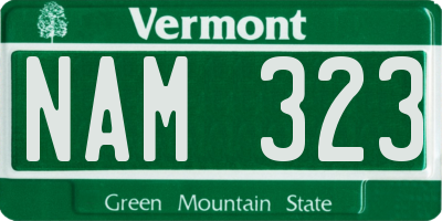VT license plate NAM323