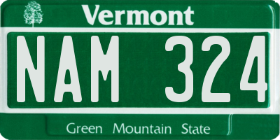 VT license plate NAM324