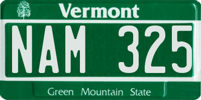VT license plate NAM325