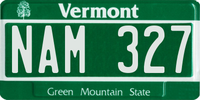 VT license plate NAM327