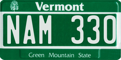 VT license plate NAM330