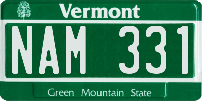 VT license plate NAM331