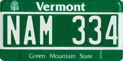 VT license plate NAM334