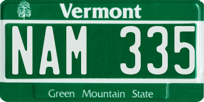 VT license plate NAM335