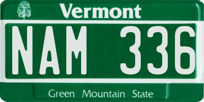 VT license plate NAM336