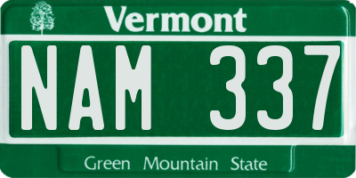 VT license plate NAM337