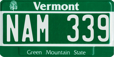 VT license plate NAM339