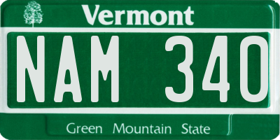 VT license plate NAM340