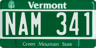 VT license plate NAM341