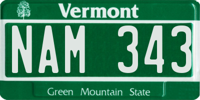 VT license plate NAM343