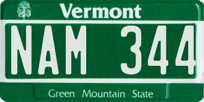 VT license plate NAM344