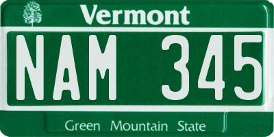 VT license plate NAM345