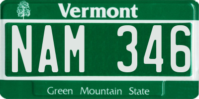 VT license plate NAM346