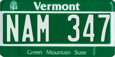 VT license plate NAM347