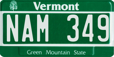 VT license plate NAM349