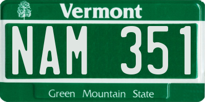 VT license plate NAM351
