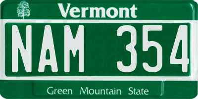 VT license plate NAM354