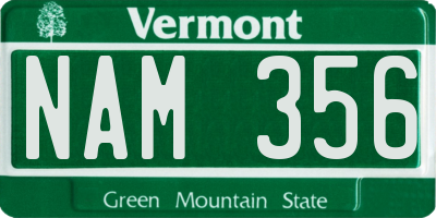 VT license plate NAM356