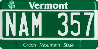 VT license plate NAM357