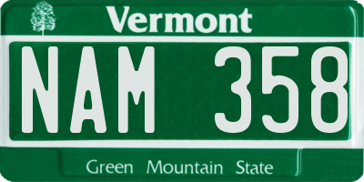 VT license plate NAM358