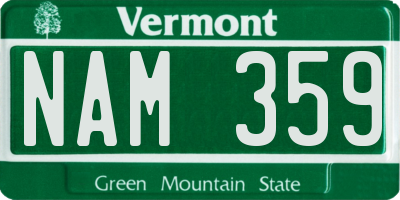 VT license plate NAM359