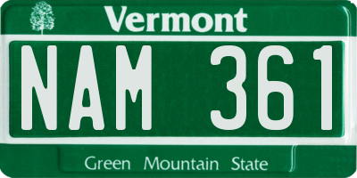 VT license plate NAM361