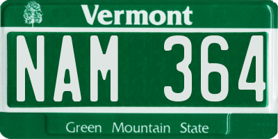 VT license plate NAM364