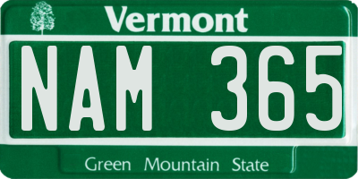 VT license plate NAM365