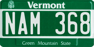 VT license plate NAM368