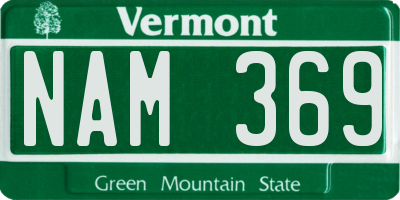 VT license plate NAM369