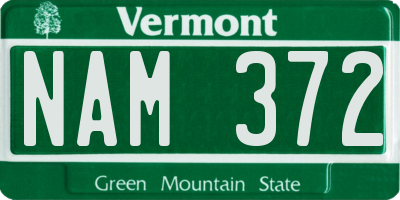 VT license plate NAM372