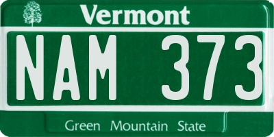 VT license plate NAM373