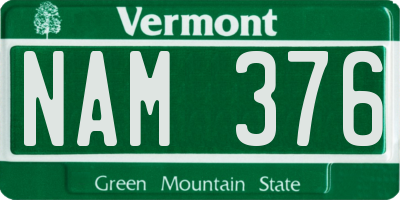 VT license plate NAM376