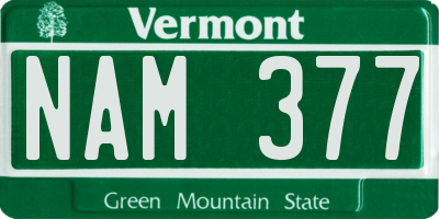 VT license plate NAM377