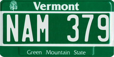 VT license plate NAM379