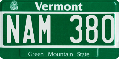 VT license plate NAM380