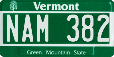 VT license plate NAM382