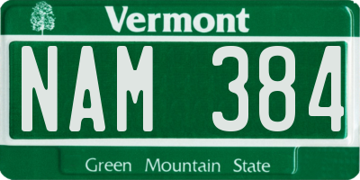 VT license plate NAM384
