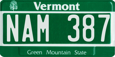 VT license plate NAM387