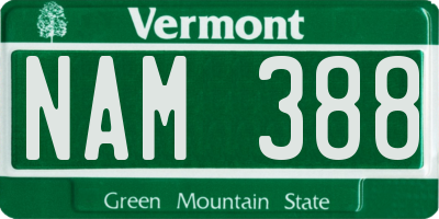 VT license plate NAM388