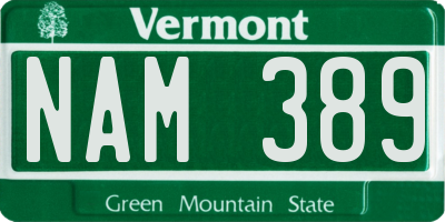 VT license plate NAM389