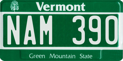 VT license plate NAM390