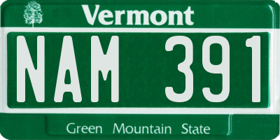 VT license plate NAM391