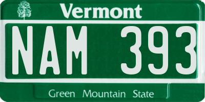 VT license plate NAM393